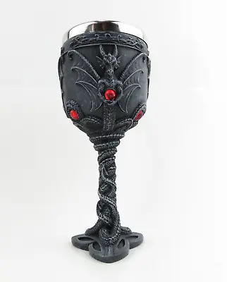 Dragon Gothic Medieval Chalice Goblet 7.5  W/ SS Insert - Triquetra Shaped Base • $18.95