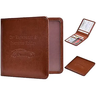 Car Registration And Insurance Card Holder - Leather Vehicle Glove Box • $12.91