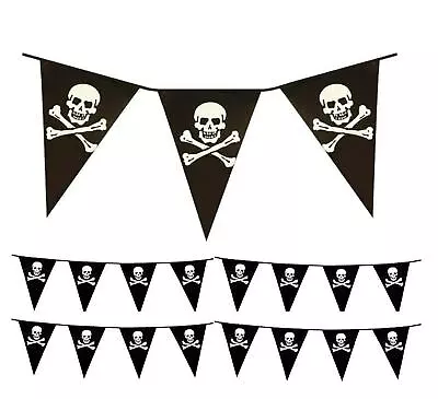 20Ft Pirate Bunting Skull Crossbone Banner Birthday Party Halloween Decoration • £3.56