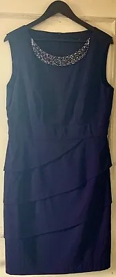 Connected Apparel Twill Purple Dress With Beaded Neckline Size 14/16 • £16