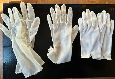 Vintage Lot 3 Women's Gloves 1 Leather 2 Sheer Nylon Gently Worn GREAT BARGAIN! • $17.99