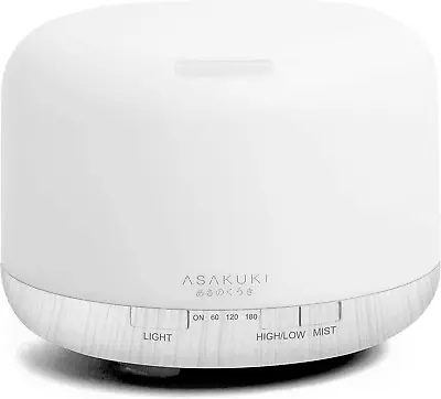 $56.50 • Buy ASAKUKI 500ml Essential Oil Diffuser, 5 In 1 Ultrasonic Aromatherapy - WHITE