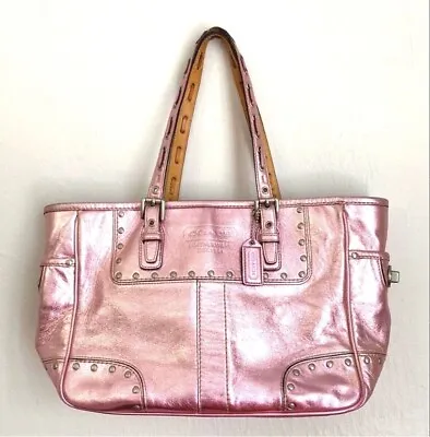 Rare Vintage 2000s Coach Pink Metallic Leather Gallery Tote • $65