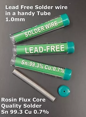 LEAD FREE SOLDER WIRE  ROSIN FLUX CORE ELECTRICAL SOLDERING 1.0mm HANDY TUBE • £3.29