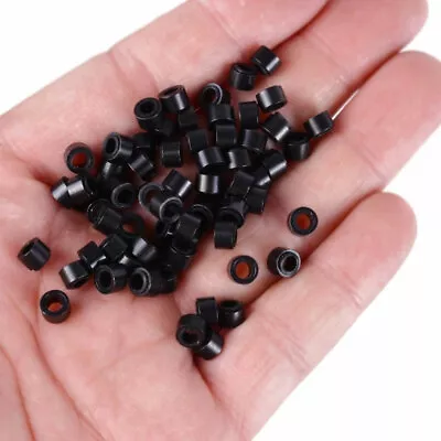 200pcs Micro Ring Links Beads 6mm Silicone Lined For I Tip Hair Extensions Cheap • $5.82