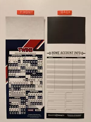 Mlb Minnesota Twins 2024 Magnet Schedule (9  X 3 1/2 ) Teams Dates & Times-new • $3.95