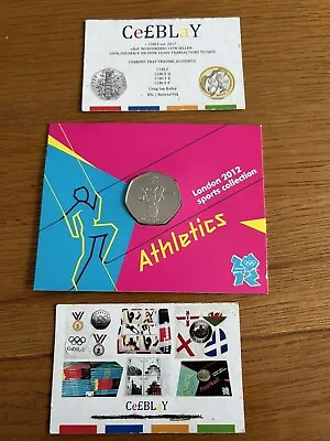2012 LONDON OLYMPIC SPORTS 2011 ATHLETICS 50p COIN UNC SEALED IN CARD. • £7.05