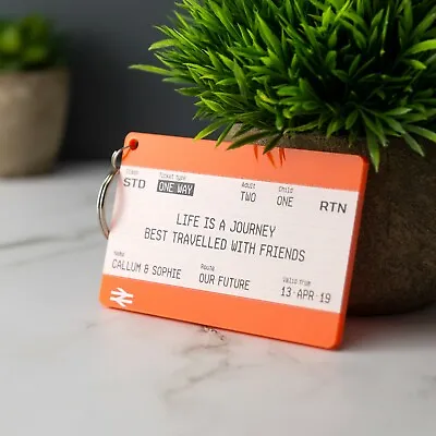 Personalised Train Ticket Keyring Friendship Couples Travel Gift • £5.99