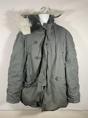 Vintage Extreme Cold Weather N-3B Military Parka Fur Hood Lancer Men’s Sz Large • $79.99