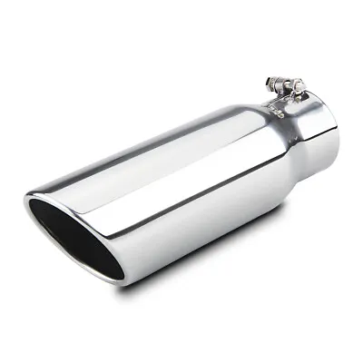 Exhaust Tip 3  Inlet 4  Outlet Silver Bolt-On Diesel Muffler Tip Truck Tailpipe • $30