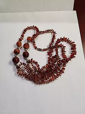 Vintage Orange Carnelian Bead & Chip Layered Necklace  • $24