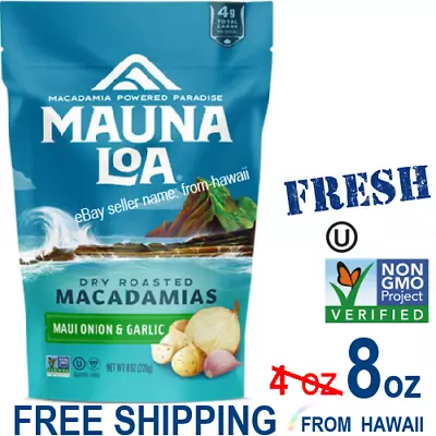 MAUI ONION GARLIC Roasted Macadamias Nuts 8oz Mauna Loa Hawaii NONGM0 Keto Paleo • $19.98