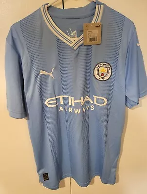 Erling Haaland #9 Manchester City FC Sky Blue Jersey Men's Size L • $54.99