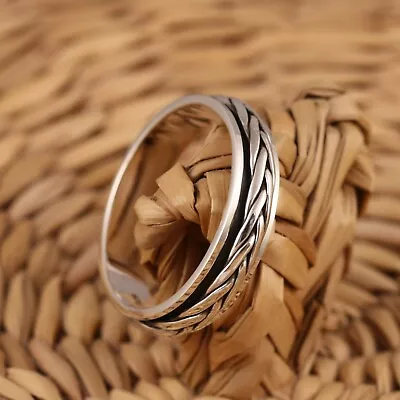 £21.98 • Buy Solid 925 Sterling Silver Celtic Spinning Worry Band/Thumb Ring 5mm Wide 