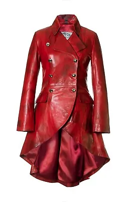 £295 • Buy Women's Fitted Lambs Leather Red Tailcoat Riding Equestrian Coat Jacket Impero