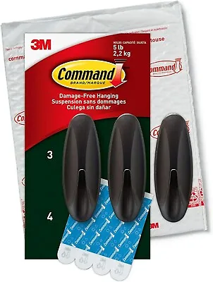 Command Outdoor Large Hooks Bronze Holds Up To2.2Kg 3-Hooks 4-Strips Decora • $43.79