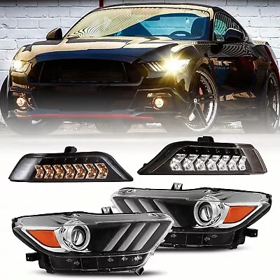 Fit 2015 2016 2017 Ford Mustang HID/Xenon Headlights+LED Fog Lights Turn Signal • $389.98