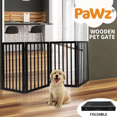 Pawz Wooden Pet Gate Dog Fence Retractable Safety Stair Barrier Security Door • $69.99