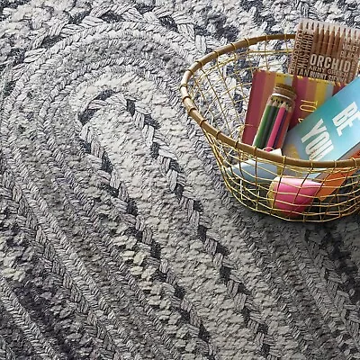 $101 • Buy Capel Rugs Harborview Metal Grey Wool Blend Country Home Oval Braided Area Rug