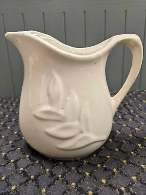 Vintage McCoy Style Ceramic Ivory Colored Cream/syrup/gravy Pitcher Embossed W/ • $25