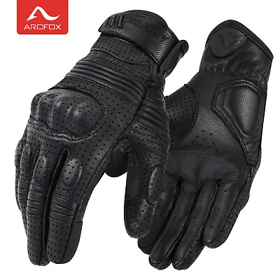 Goat Leather Motorcycle Gloves Riding Carbon Fiber Perforated Touchscreen Summer • $22.99
