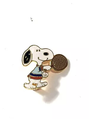 Vintage Peanuts Snoopy Enamel Tennis Player Pin • $9