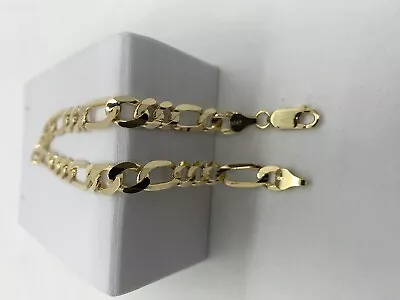 10k Solid Gold 7mm Figaro Link Bracelet Men's/Women's 8” & 9” • $669.99