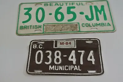 BC British Columbia License Plate Commercial Municipal Vehicles 1980s Vtg • $16.65