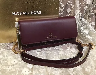 MICHAEL KORS CROSSBODY/WALLET 38F2GT9C7V JetSet Charm Merlot/Gold Stars MSRP$198 • $105