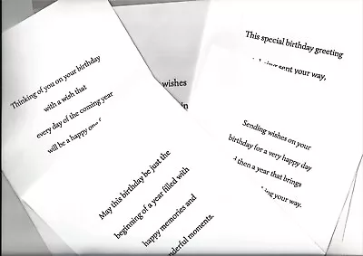 £1.70 • Buy 10 BIRTHDAY CARD INSERTS PRE-CUT, A5, A6, 5x5, 6x6,7x5, 100gsm, 5 GREETINGS