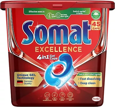 Somat Excellence 4-in-1 Dishwasher Capsules (45 Pack) Dishwashing Tablets  • $38.99