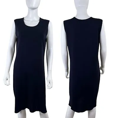 Misook Womens Size M Blue Pullover Sheath Midi Sleeveless Dress Office FLAWED • $38
