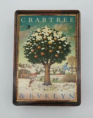 Crabtree & Evelyn Tea Box London Collectible Hinged Winter Tree Tin Vintage 1985 • $22.45