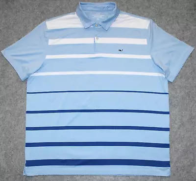 VINEYARD VINES GOLF STRIPED PREFORMANCE S/S 1K6040 Blue + White XXL Polo Shirt • $16.19