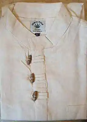 Organic Hemp And Cotton Fibre Grandad Full Sleeve Mens Collarless Shirt Kurta • £19.99