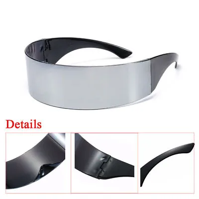 Futuristic Sunglasses Mirrored Narrow Lens Wrap Visor Robot Costume Flat Glasses • $5.22