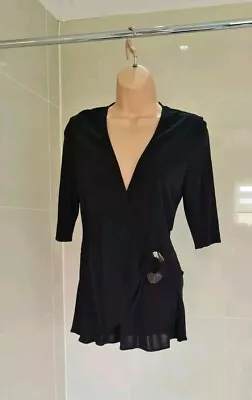 M & S Limited Collection - Ladies Lovely Black Crossover Top With Buckle Size 12 • £5.99