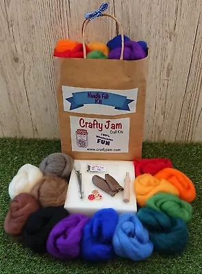 Needle Felting Starter Kit Brights & Naturals Wool Needles Mat Instructions  • £17.60