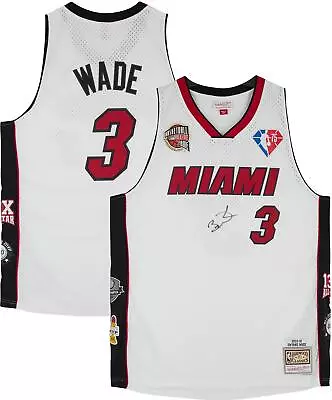 Dwyane Wade Miami Heat Signed White Mitchell & Ness HOF Of 2023 Jersey-On Front • $499.99