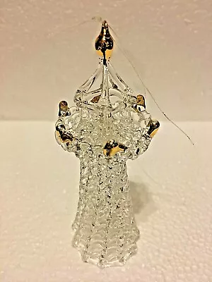 Miniature Clear Spun Blown Glass Tower Figurine On Mirror Base • $12