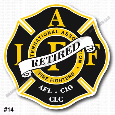 IAFF Firefighter HELMET Decal 2  RETIRED Sticker Black Yellow Laminated 0401 • $3.49
