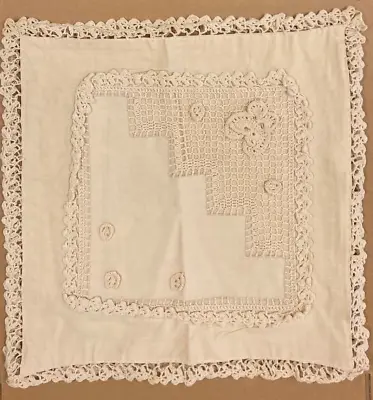 Cream Lace Antique Cushion Covers Two Pack 40cm X 40cm Luxury Style Design • £12.99