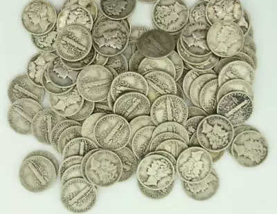 $5 Face Value MERCURY DIMES (90% Silver 50 Coins CIRCULATED) STOCK PHOTO • $94