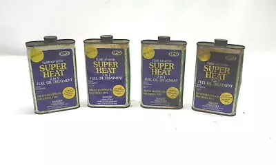 Vintage Lot Of 4 Super Heat 7 In 1 Fuel Oil Treatment Cans *all Empty* Pre-owned • $40.47