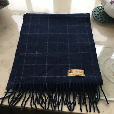 £18.99 • Buy M&S Mens  100% Pure Cashmere Navy Check Scarf VGC