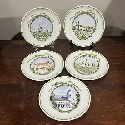 Vintage French Longchamp Winery Wine Houses Plates Set Dom Perignon Chinon Decor • $85