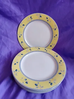 £39.99 • Buy Royal Doulton Blueberry Yellow Band 6 X Tea Side Plates 7.6  Wide