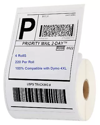 4 Rolls 220 Thermal Shipping Labels 4x6 Compatible 1744907 Dymo 4XL LabelWriter • $23.98