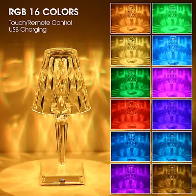 NEW LED Bedside Crystal Table Lamp Diamond Rose Bar Night Light Touch Atmosphere • £5.88