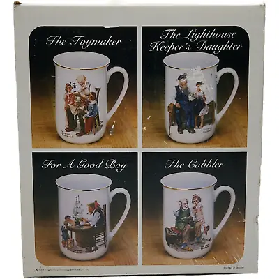 Vintage Norman Rockwell Coffee Mugs Porcelain Collector Set Of 4 Japan 1982 • $23.35